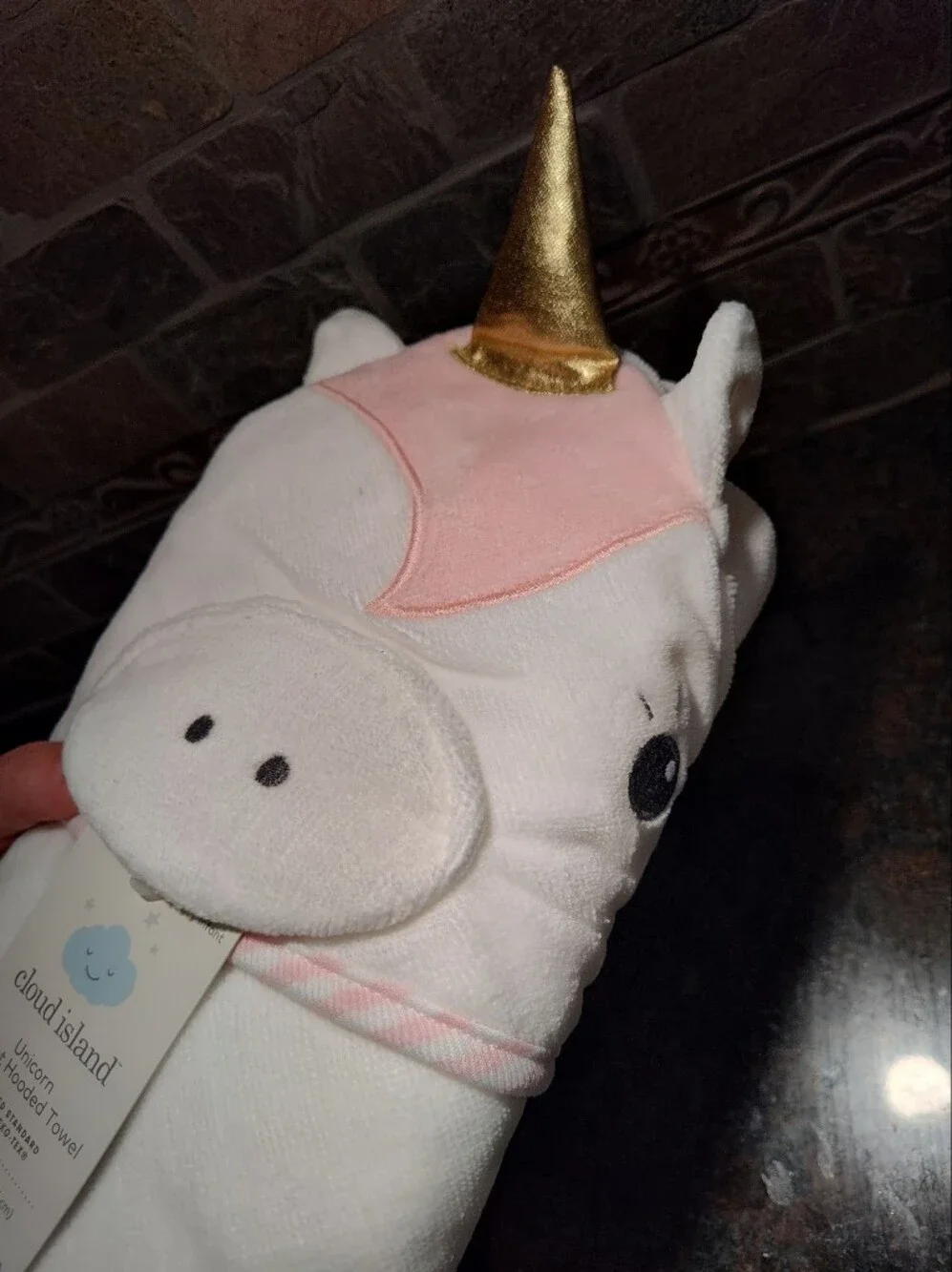 Cloud Island Unicorn Infant Hooded Towel with Gold Horn